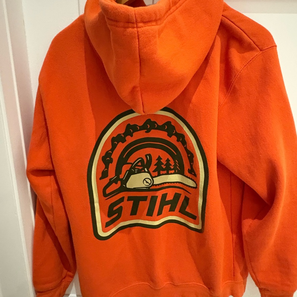 STIHL Chainsaw Pullover Hoodie Sweatshirt Orange Size M – Workwear Outdoor Gear